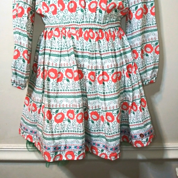 435 By Matilda Jane Spirited Song Cream Orange/Green Folklore Style Floral Dress - Picture 7 of 16